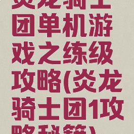 炎龙骑士团单机游戏之练级攻略(炎龙骑士团1攻略秘籍)
