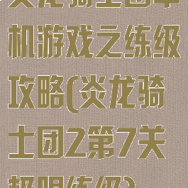 炎龙骑士团单机游戏之练级攻略(炎龙骑士团2第7关极限练级)