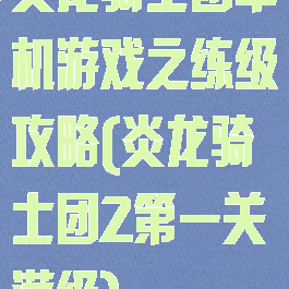 炎龙骑士团单机游戏之练级攻略(炎龙骑士团2第一关满级)