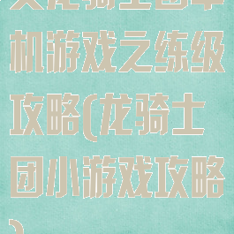 炎龙骑士团单机游戏之练级攻略(龙骑士团小游戏攻略)