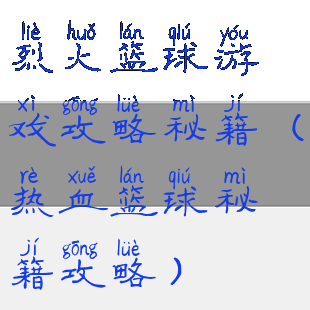 烈火篮球游戏攻略秘籍(热血篮球秘籍攻略)