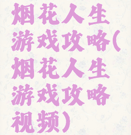 烟花人生游戏攻略(烟花人生游戏攻略视频)