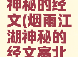 烟雨江湖神秘的经文(烟雨江湖神秘的经文塞北之夜)