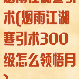 烟雨江湖寒引术(烟雨江湖寒引术300级怎么领悟月)