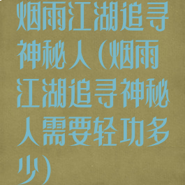 烟雨江湖追寻神秘人(烟雨江湖追寻神秘人需要轻功多少)