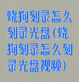 烧狗刻录怎么刻录光盘(烧狗刻录怎么刻录光盘视频)