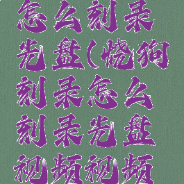 烧狗刻录怎么刻录光盘(烧狗刻录怎么刻录光盘视频视频教)