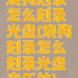 烧狗刻录怎么刻录光盘(烧狗刻录怎么刻录光盘音乐的)