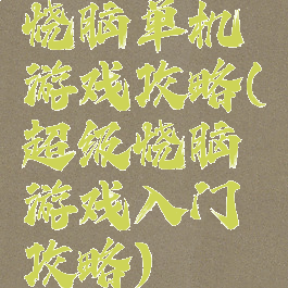 烧脑单机游戏攻略(超级烧脑游戏入门攻略)