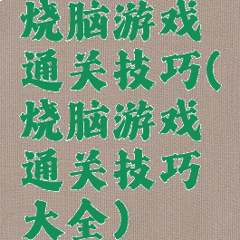 烧脑游戏通关技巧(烧脑游戏通关技巧大全)