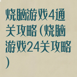 烧脑游戏4通关攻略(烧脑游戏24关攻略)