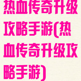 热血传奇升级攻略手游(热血传奇升级攻略手游)