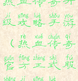 热血传奇升级攻略手游(热血传奇官方正式服升级攻略)