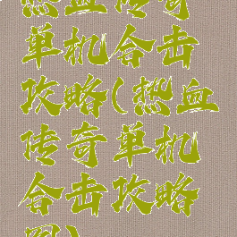 热血传奇单机合击攻略(热血传奇单机合击攻略图)