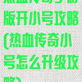 热血传奇手游版开小号攻略(热血传奇小号怎么升级攻略)