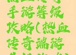 热血传奇手游等级攻略(热血传奇端游升级攻略)