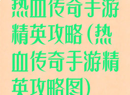 热血传奇手游精英攻略(热血传奇手游精英攻略图)