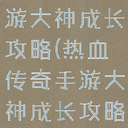 热血传奇手游大神成长攻略(热血传奇手游大神成长攻略大全)