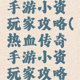 热血传奇手游小资玩家攻略(热血传奇手游小资玩家攻略视频)