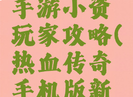 热血传奇手游小资玩家攻略(热血传奇手机版新手攻略)