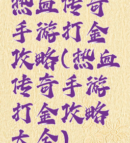热血传奇手游打金攻略(热血传奇手游打金攻略大全)