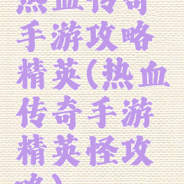 热血传奇手游攻略精英(热血传奇手游精英怪攻略)