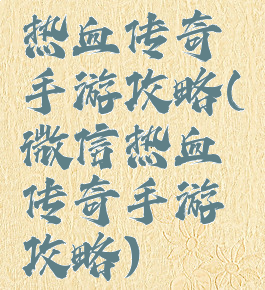 热血传奇手游攻略(微信热血传奇手游攻略)