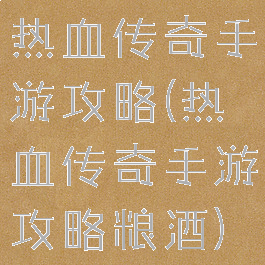 热血传奇手游攻略(热血传奇手游攻略粮酒)