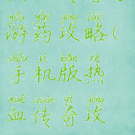 热血传奇手游药攻略(手机版热血传奇攻略)