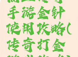 热血传奇手游金针使用攻略(传奇打金游戏攻略)