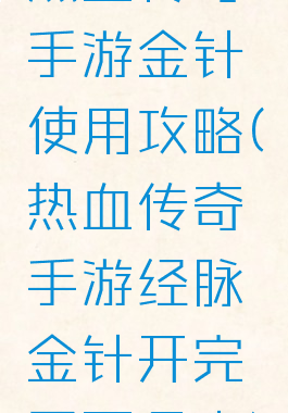 热血传奇手游金针使用攻略(热血传奇手游经脉金针开完需要多少)
