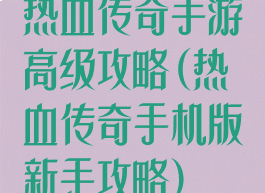 热血传奇手游高级攻略(热血传奇手机版新手攻略)