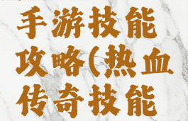 热血传说手游技能攻略(热血传奇技能攻略大全)