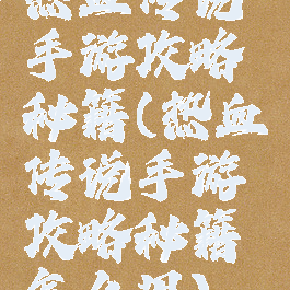 热血传说手游攻略秘籍(热血传说手游攻略秘籍怎么用)