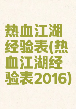 热血江湖经验表(热血江湖经验表2016)