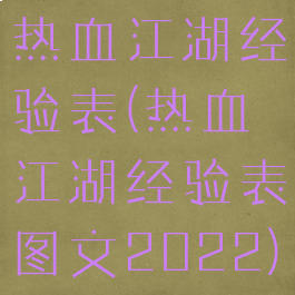 热血江湖经验表(热血江湖经验表图文2022)