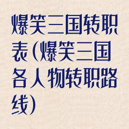 爆笑三国转职表(爆笑三国各人物转职路线)