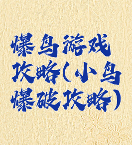 爆鸟游戏攻略(小鸟爆破攻略)