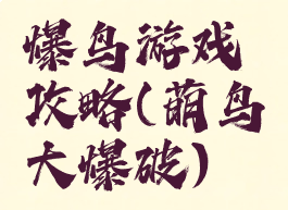 爆鸟游戏攻略(萌鸟大爆破)