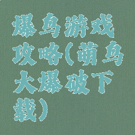 爆鸟游戏攻略(萌鸟大爆破下载)