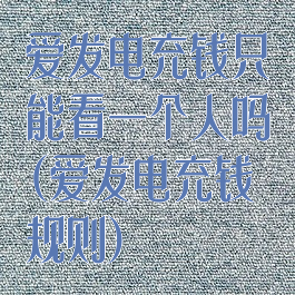 爱发电充钱只能看一个人吗(爱发电充钱规则)