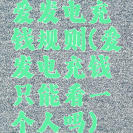 爱发电充钱规则(爱发电充钱只能看一个人吗)