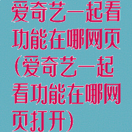 爱奇艺一起看功能在哪网页(爱奇艺一起看功能在哪网页打开)