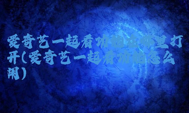 爱奇艺一起看功能在哪里打开(爱奇艺一起看功能怎么用)