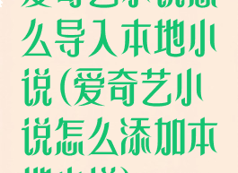 爱奇艺小说怎么导入本地小说(爱奇艺小说怎么添加本地小说)