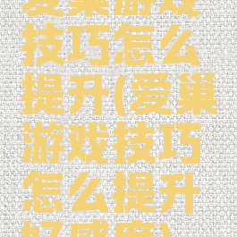 爱巢游戏技巧怎么提升(爱巢游戏技巧怎么提升好感度)