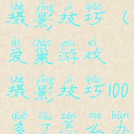 爱巢游戏摄影技巧(爱巢游戏摄影技巧100多了怎么办)