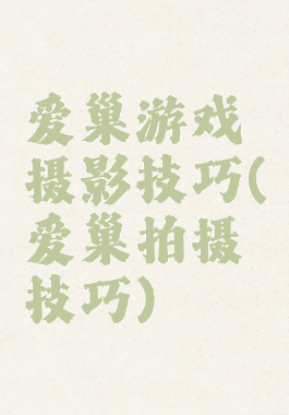 爱巢游戏摄影技巧(爱巢拍摄技巧)