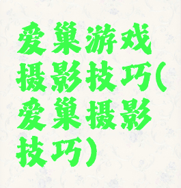 爱巢游戏摄影技巧(爱巢摄影技巧)