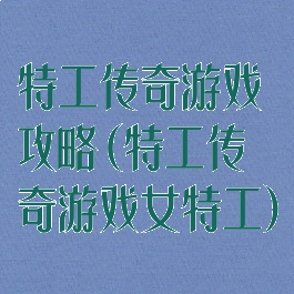 特工传奇游戏攻略(特工传奇游戏女特工)